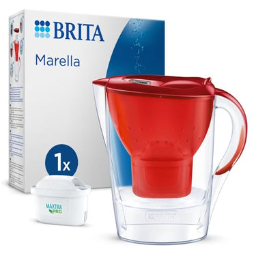 BRITA Wasserfilterkanne Marella weiß (2,4l) inkl. 1x MAXTRA PRO All-in-1 Kartusche – Filter reduziert Kalk, Chlor, Blei, Kupfer & geschmacksstörenden Stoffe im Wasser/Kanne passt in Kühlschranktür im Sale